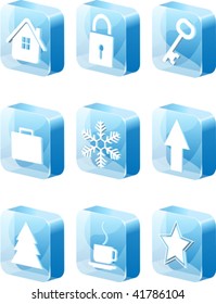 3d blue icons set vector illustration