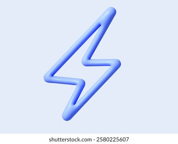 3D blue lightning bolt Icon. 
