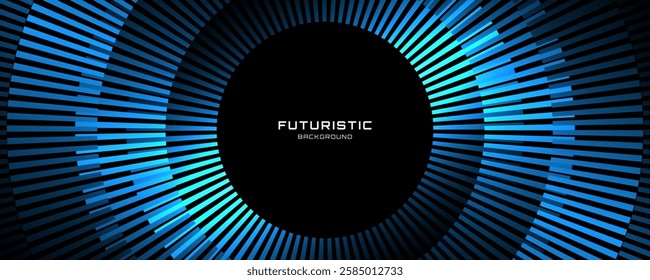 3D blue lines techno abstract background overlap layer on dark space with circles effect decoration. Modern graphic design element stripes style concept for web banner, flyer, card, or brochure cover