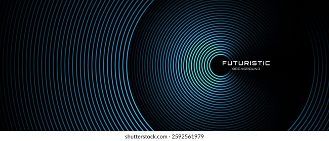 3D blue lines techno abstract background overlap layer on dark space with circles effect decoration. Modern graphic design element stripes style concept for web, poster, flyer, card, or brochure cover