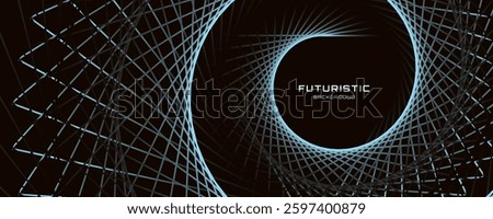 3D blue lines techno abstract background overlap layer on dark space with spiral effect decoration. Modern graphic design element stripes style concept for web banner, flyer, card, or brochure cover