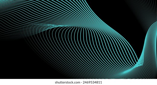 3D blue luxury abstract background overlap layer on dark space with golden waves effect decoration. Modern graphic design element lines style concept for web banner, flyer, art, card or modern line