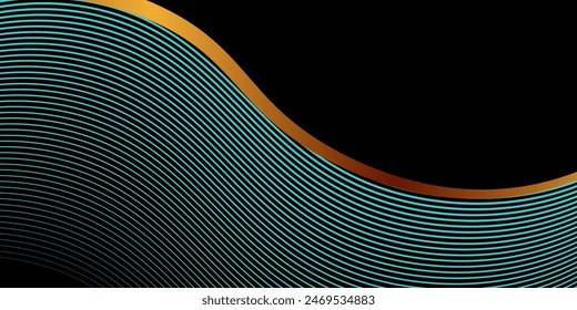 3D blue luxury abstract background overlap layer on dark space with golden waves effect decoration. Modern graphic design element lines style concept for web banner, flyer, art, card or brochure cover