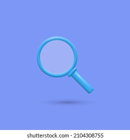 3d blue magnifying glass icon vector