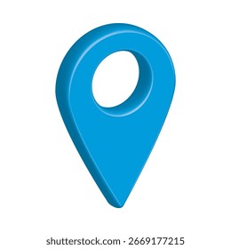 Ícone de pino de mapa azul 3d, Marcador de localização GPS, Ponteiro de marca Geo, Ilustração do vetor do pino do mapa de desenho de renderização 3d, Símbolo de localização, Pino de navegação Eps10 no fundo branco.