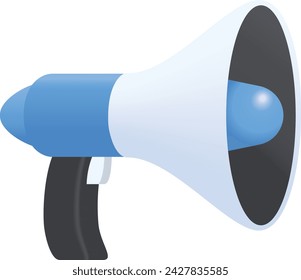 3D Blue Megaphone on isolated white background. Vector illustration modern design object.