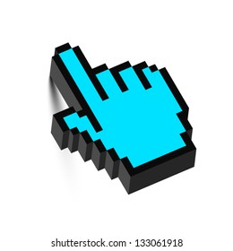 3D Blue Mouse Hand Cursor With Shadow