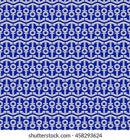 3d Blue nautical seamless pattern with stylized anchors. Marine Wallpaper. Sea theme. Vector background