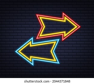 3d blue neon arrow on dark backdrop. Vector white light. Graphic color background. Vector illustration.
