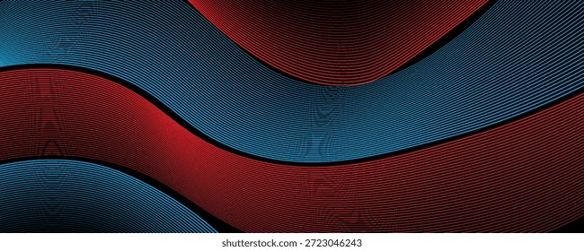 3D linhas laranja azul techno abstrato fundo sobrepor camada no espaço escuro com decoração efeito ondas. Elemento de design gráfico moderno listras conceito de estilo para web, folheto, cartão ou capa de brochura