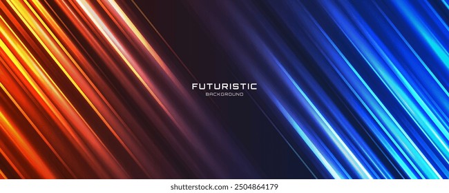 3D blue orange techno abstract background overlap layer on dark space with glowing lines decoration. Graphic design element with hot and cold style concept for web, flyer, card, or brochure cover