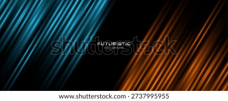 3D blue orange techno abstract background overlap layer on dark space with glowing lines decoration. Modern graphic design element hot and cold style concept for web, flyer, card, or brochure cover