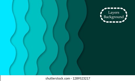 3D blue paper cut abstract background. Vector design for business presentations, flyers, posters and invitations. Colorful carving art with shadows.