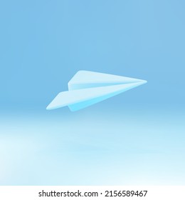 3D blue paper plane, icon on a blue background. Vector illustration.