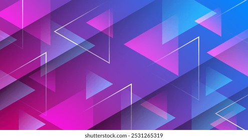 3D blue pink abstract background overlap layer on bright space with triangles effect decoration. Modern graphic design element cutout style concept for web banner, art, flyer, card, or brochure cover