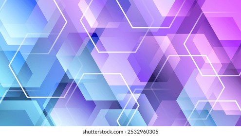 3D blue pink abstract background overlap layer on bright space with hexagonal effect decoration. Modern graphic design element cutout style concept for web banner, art, flyer, card, or brochure cover