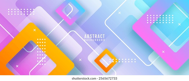 3D blue pink abstract background overlap layer on bright space with squares effect decoration. Modern graphic design element cutout style concept for web banner, art, flyer, card, or brochure cover