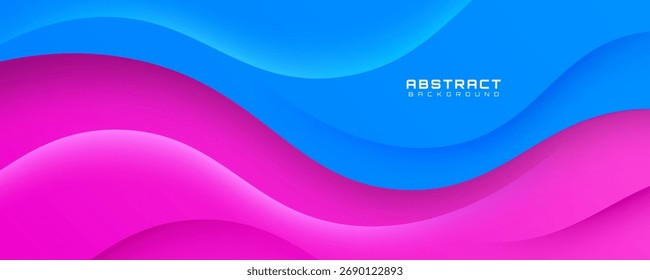 3D blue pink abstract background overlap layer on bright space with flowing waves effect decoration. Modern graphic design element cutout style concept for web, art, flyer, card, or brochure cover