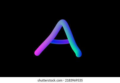 3d blue and pink bubble plastic on black background letter A