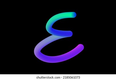 3d blue and pink bubble plastic on black background letter E