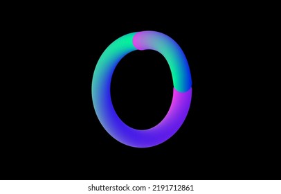 3d blue and pink bubble plastic on black background letter O