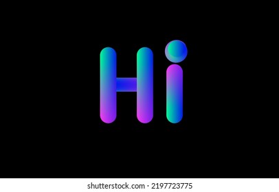 3d blue and pink bubble plastic on black background letter hi