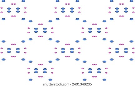 3D blue and pink bubble, replete image, design for fabric printing, hexagon patter