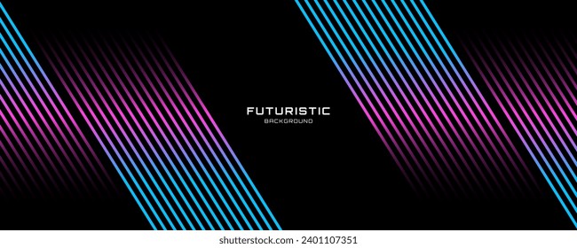 Capa de solapamiento de fondo abstracto tecno rosa azul 3D en el espacio oscuro con decoración de formas de líneas brillantes. Diseño gráfico moderno concepto de estilo futuro para volante de banner web, portada de tarjeta o folleto