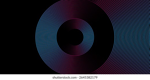 3D blue pink techno abstract background overlap layer on dark space with glowing circles decoration. Modern graphic design element lines style concept for web banner flyer, card cover or brochure
