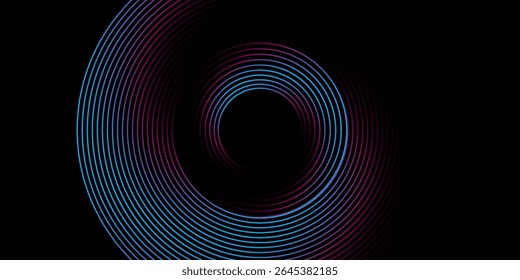 3D blue pink techno abstract background overlap layer on dark space with glowing circles decoration. Modern graphic design element lines style concept for web banner flyer, card cover or brochure