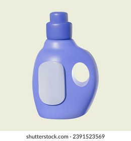 3D blue plastic bottle with detergent or soap isolated on a white background.