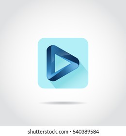 3D Blue Play Icon For Apps Android Or Iphone. Vector Illutrator Eps.10