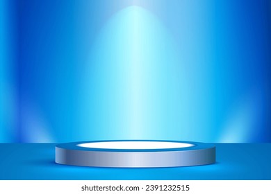 3D blue podium with light effect