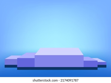 3d Fondo mínimo de estudio del podio azul. Resumen de la representación de la ilustración del objeto de forma geométrica 3d. Pantalla para productos de moda de perfume cosmético