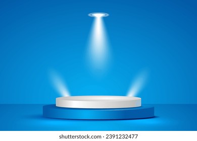 3D blue podium for product display