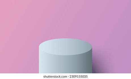 3D blue podium stand minimal wall scene on  background. You can use for product display, presentation mock up, showcase, etc. Vector graphic illustration.