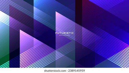 3D blue purple techno abstract background overlap layer on dark space with glowing triangles shape decoration. Modern graphic design element cutout style concept for flyer, card or brochure cover