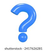 3d blue question mark. Faq problem solution symbol. Vector illustration on isolated background.