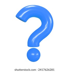 3d blue question mark. Faq problem solution symbol. Vector illustration on isolated background.