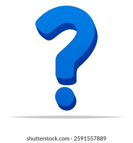 3D blue question mark symbol vector isolated illustration