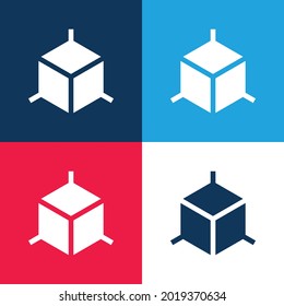 3d azul y rojo cuatro colores mínimo conjunto de iconos
