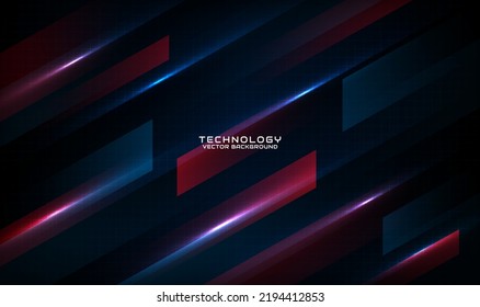 3D blue red geometric abstract background overlap layer on dark space with motion blur style decoration. Graphic design element speed concept for banner, flyer, card, brochure cover, or landing page