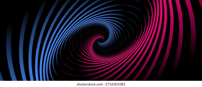 3D blue red stripes abstract background on dark space with glowing curved shapes effect decoration. Modern graphic design element spiral lines style concept for web, flyer, card, or brochure cover