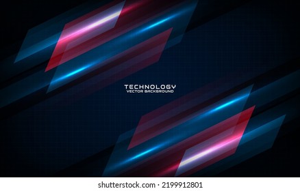3D blue red techno abstract background overlap layer on dark space with motion blur tech style effect. Graphic design element speed concept for banner, flyer, card, brochure cover, or landing page