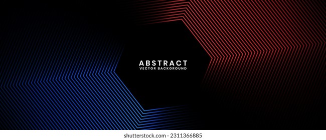 3D blue red techno abstract background overlap layer on dark space with hexagon stripes shape decoration. Modern graphic design element future style concept for banner, flyer, card, or brochure cover