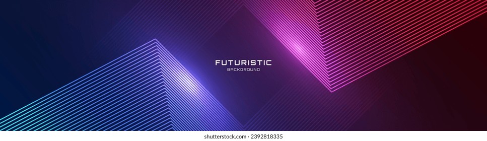 Capa de superposición de fondo abstracto tecno rojo 3D en el espacio oscuro con la decoración de formas de líneas brillantes. Diseño gráfico moderno concepto de estilo futuro para banner web, volante, tarjeta o portada