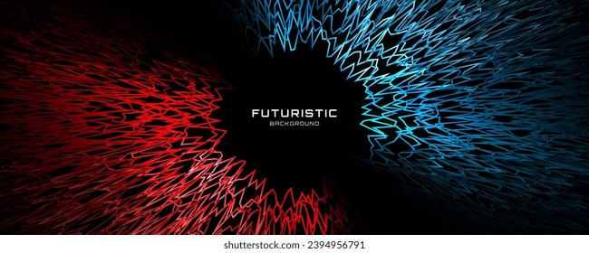 3D blue red techno abstract background overlap layer on dark space with glowing roughen shape decoration. Modern graphic design element lines style concept for web banner, flyer card or brochure cover