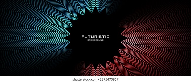 3D blue red techno abstract background overlap layer on dark space with glowing curve shape decoration. Modern graphic design element lines style concept for web banner, flyer, card or brochure cover