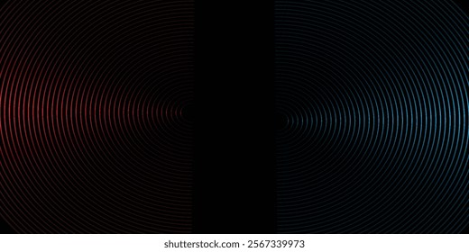 3D blue red techno abstract background overlap layer on dark space with circle stripes shape decoration.