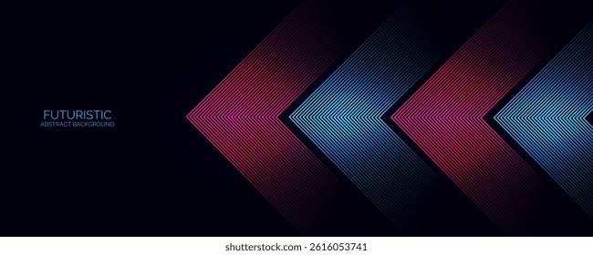 3D blue and red techno abstract background overlap layer on dark space with arrow glowing lines shape decoration. Modern graphic design element future style concept